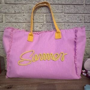 💕 Gently Used Pretty Simple Summer Tote Bag Pink/Orange